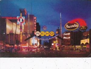 Nevada Reno Arch and Virginia Street At Night 1966