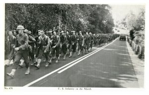 U. S. Infantry on the March WWII Era Vintage Postcard S10