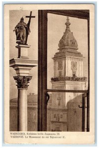 1933 King Sigismund III's Column in Warsaw Poland Posted Vintage Postcard