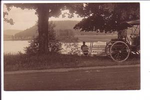 Real Photo, Man Setting,, Model T Car, Lake, Cliffside, North Carolina? Texas?