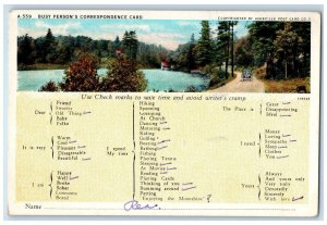 1929 Busy Person Correspondence Card Asheville North Carolina Vintage Postcard