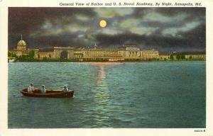 MD, Annapolis, Maryland, Naval Academy, Harbor, Curteich No. 44524-N