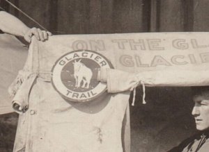 rppc c1915 CROSS COUNTRY TRAVELER Goat Cart GLACIER NATIONAL PARK Trail Railroad