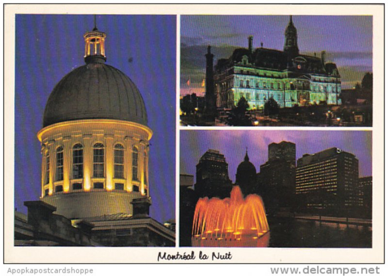 Canada Montreal At Night Multi View Quebec