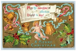 c.1910 FAB Angle Cherub Bells Holly Christmas P163