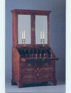 1994 postcard QUEEN ANNE BUREAU BOOKCASE AT MUSEUM Peoria Illinois IL hn4590