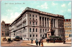1907 Courthouse Baltimore Maryland Street View And The Building Posted Postcard