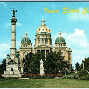 c1950s Des Moines, IA State Capitol North Flower Garden Soldier Monument PC A319