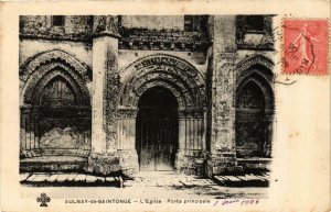 CPA AULNAY-de-Stonge - L'Église - Porte principale (975520)