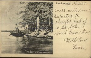 East Hampton CT Women in Row Boat c1905 Postcard
