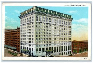1934 Hotel Ansley Building Trolley Cars Street View Atlanta Georgia GA Postcard