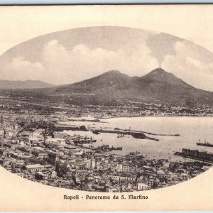 c1910s Naples, Italy Mt. Vesuvius Volcano Erupting San Martino Harbor Ship A358