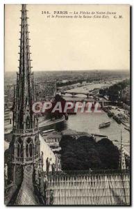 Paris Old Postcard The arrow of Notre Dame and the view of the Seine