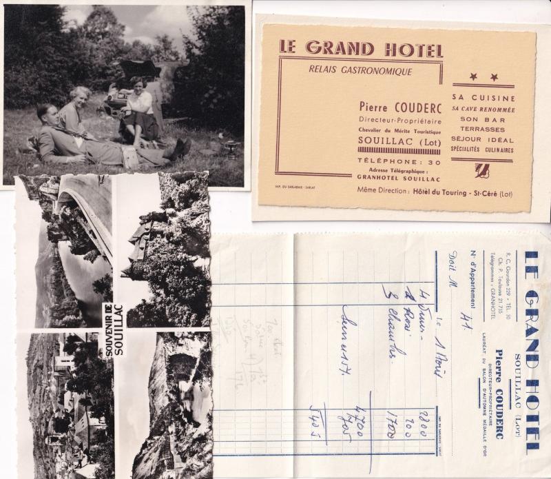 Souillac Grande Hotel France Receipt Picnic Postcard Ephemera Bundle