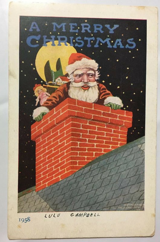 A Merry Christmas Santa Postcard 1907 Ullman Old Nick Series Chimney Doll Toys 