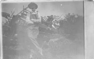 J58/ Emerson Nebraska? RPPC Postcard c1910 Farmer Threshing Equipment 368