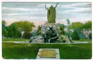 Crescent to Mayfield, New York 1908 used Postcard, King Fountain, Albany