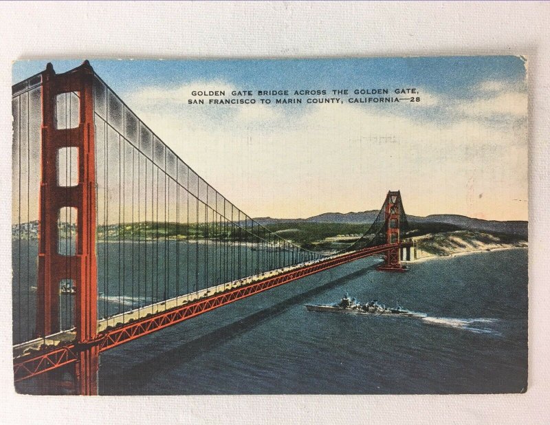 Postcard Golden Gate Bridge California San Francisco Bay C 1953 Posted