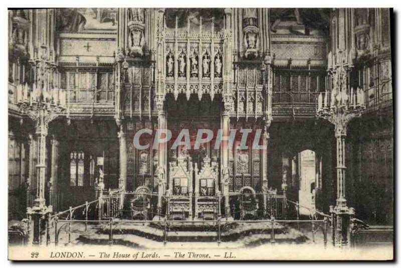 Old London Postcard The House Of Lords The throne