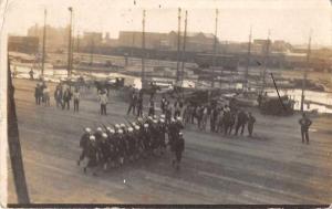 Oregon ? Military Parade Scene Harbor View Real Photo Antique Postcard J74241