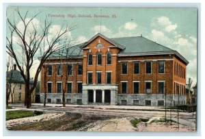 1910 Township High School, Savanna Illinois IL Antique Postcard 