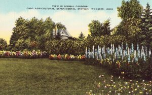 Linen Postcard - Formal Gardens, Ohio Agricultural Exp. Sta. - Wooster