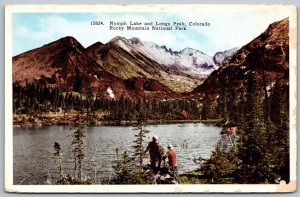 Rocky Mountain National Park Colorado 1940s Postcard Nymph Lake Longs Peak