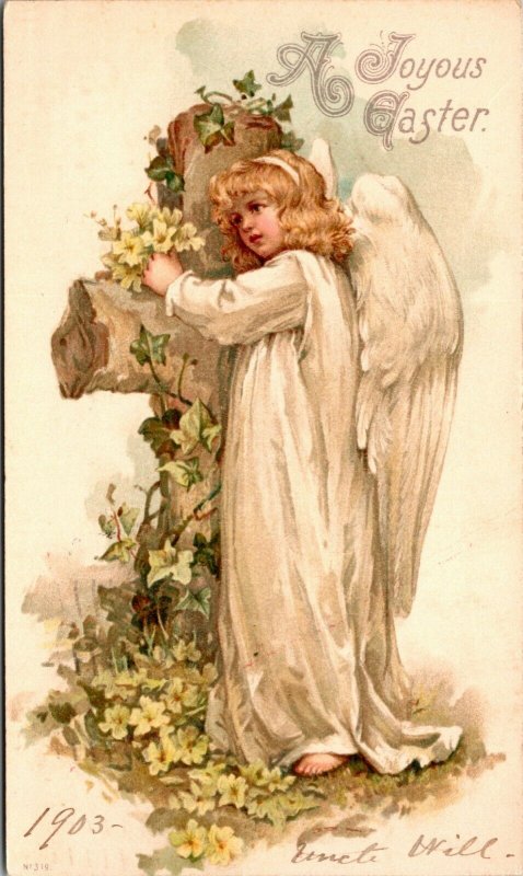 Easter Angel A Joyous Easter - 1903 - Vintage - POSTED - POSTCARD