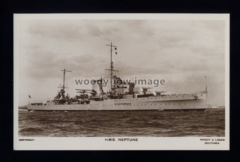 na9877 - Royal Navy Warship - HMS Neptune - Wright & Logan postcard