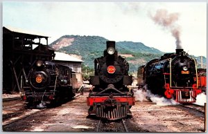 South America #154 2-8-2 Built By Alco # 204 2-6-6-2 Built Train Postcard