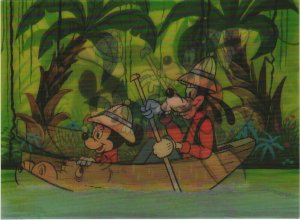 PC DISNEY, MICKEY GOOFY AND A HIPPOPOTAMUS, Modern 3D Postcard (b38034)