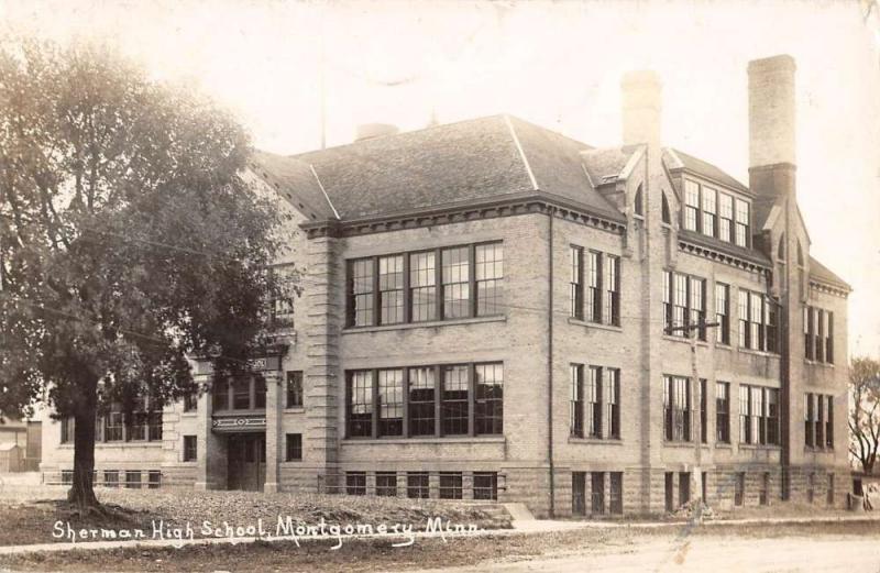 Montgomery Minnesota Sherman High School Real Photo Antique Postcard K70448