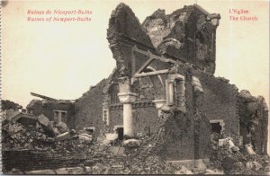 World War 1 Ruins of Newport Town The Church Nieuwpoort Military Postcard C076