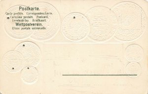 Turky (Middle East) National Flag Silver Coins Embossed In 1904 Postcard