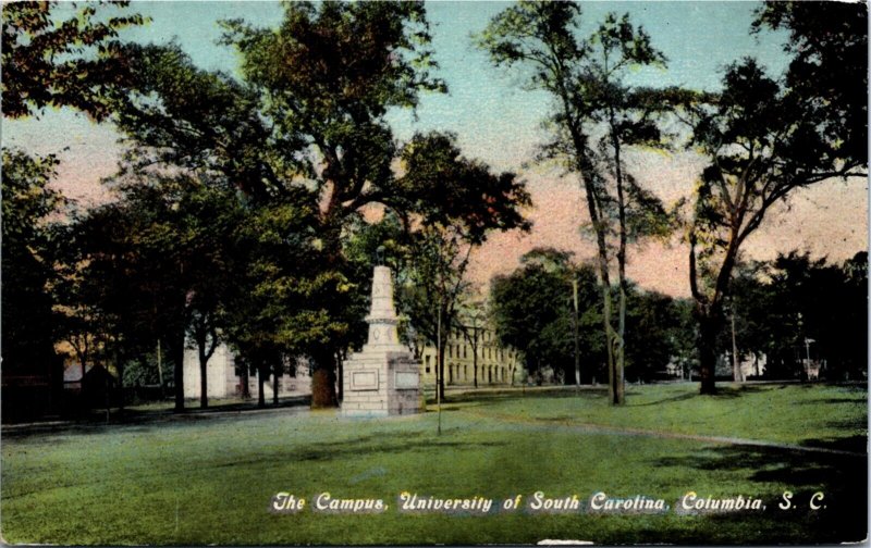 Postcard SC Columbia The Campus University of South Carolina ~1910 S77