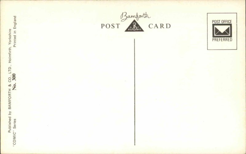 Bamforth Risque Comic Monkey Swings from Tarzan's Rope Vintage Postcard