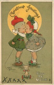 Postcard 1911 Atwell Children Christmas Kiss Tuck Artist impression 22-1230