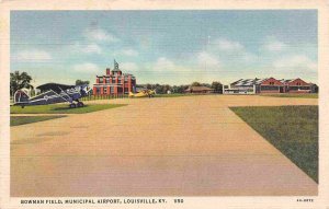 Bowman Field Municipal Airport Louisville Kentucky linen postcard