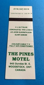 Matchbook Cover - The Pines Motel Woodstock Ontario Canada MB125