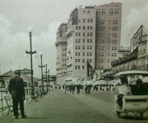 The Breakers Atlantic City NJ Real Photo Postcard RPPC Rolling Chairs Boardwalk