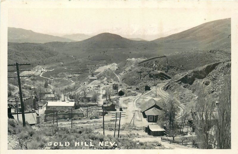 Postcard RPPC 1940s Nevada Gold Hill Birdseye mining occupational 24-4951