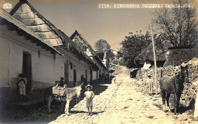 Pintoresca Calleja. Jacala. HGO Mexico Real Photo Postcard