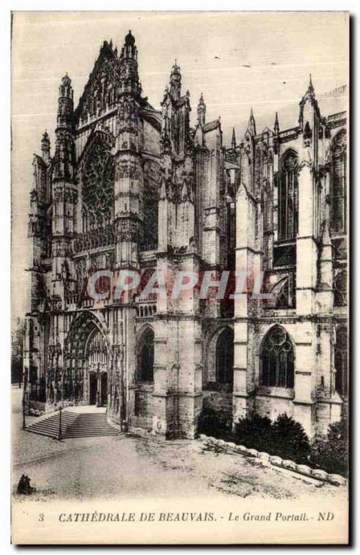 Old Postcard From Beauvais Cathedral The Grand Portal