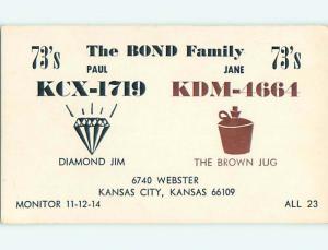 comic - QSL CB HAM RADIO CARD Kansas City Kansas KS t9990