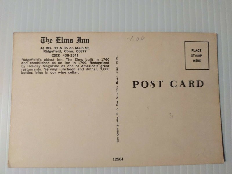 Vintage Postcard The Elms Inn Ridgefield Connecticut unposted   347