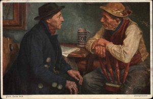 Deutsche Meister Sammlung Two Men Talking Beer Stein Vintage Postcard