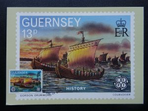 Guernsey First Day of Issue HISTORY 3-B 1982 Stamp & Postcard