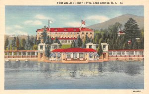 Lake George, NY New York   FORT WILLIAM HENRY HOTEL~Lake View  ca1940's Postcard