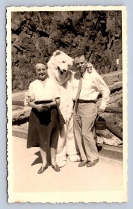 J98/ Teddy Bear Interesting RPPC Postcard c1950 Costume People 213