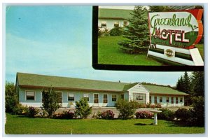 c1960 Greenland Motel Top Hill Exterior View Munising Michigan Vintage Postcard